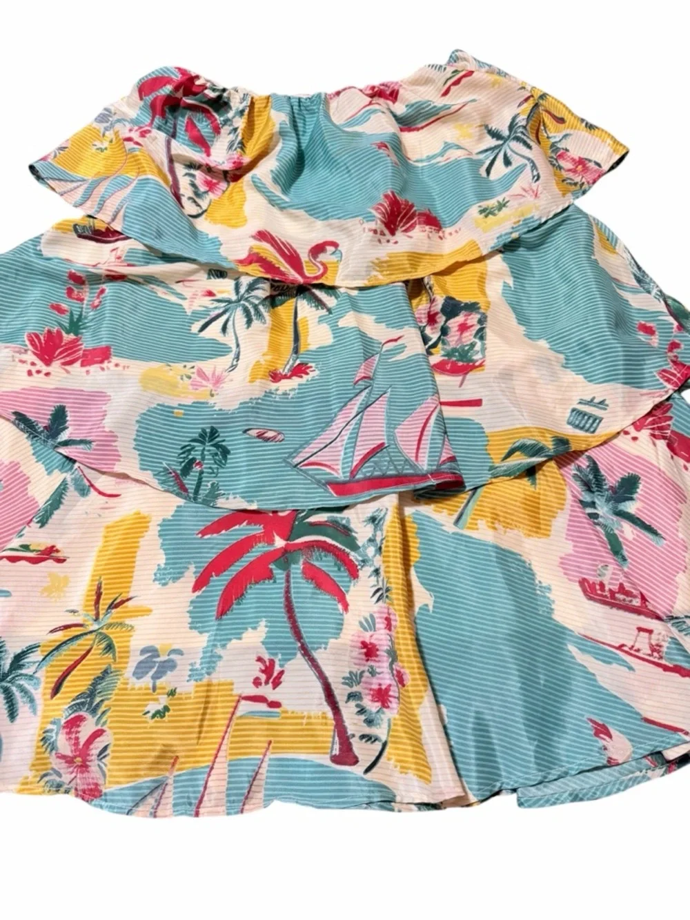 💙 True Destinations tropical collection Ruffle Tiered Mini dress